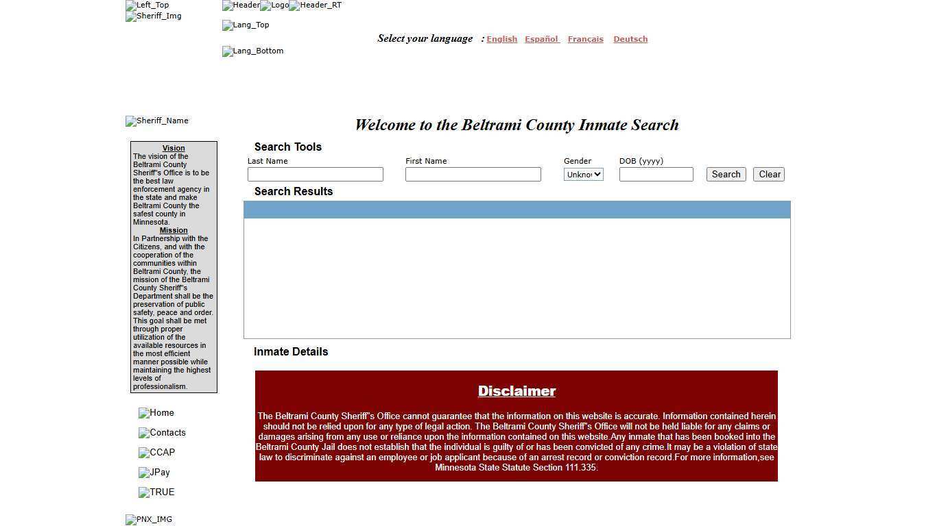 :: Beltrami County :: Inmate Locator