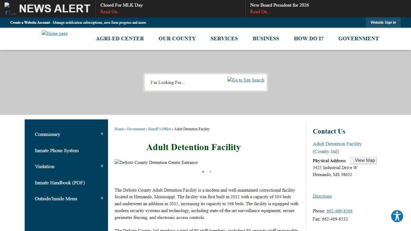 Adult Detention Facility | DeSoto County, MS - Official Website